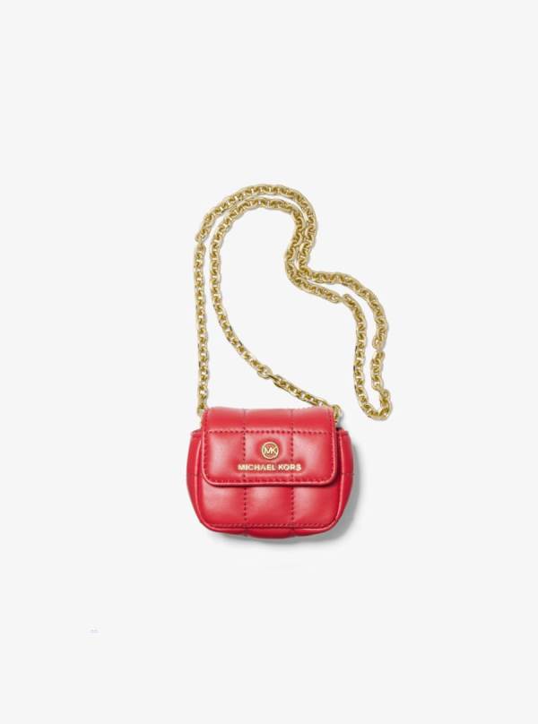 Damske Puzdro Na Mobil Michael Kors Quilted Leather Crossbody For Apple AirPods® Červené - Doplnky Michael Kors Nejlevnejsi | LBGCR-1649